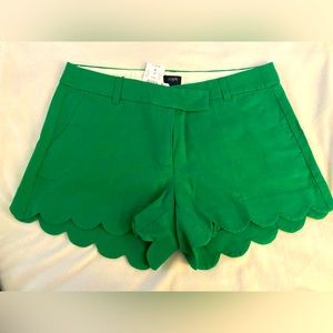J Crew linen shorts with scalloped bottom. New with tags